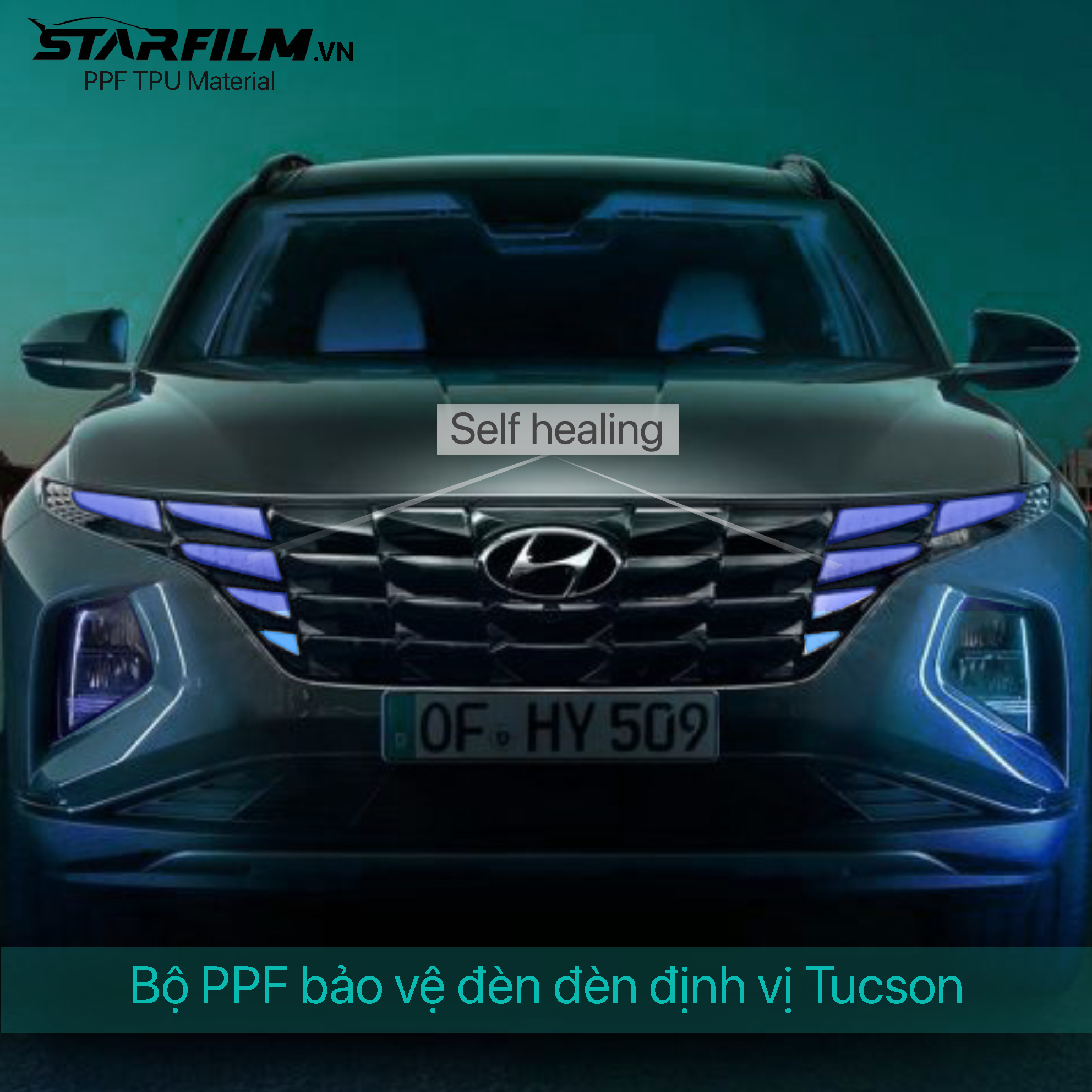 Đèn định vị Hyundai Tucson 2022 PPF TPU chống xước tự hồi phục STARFILM